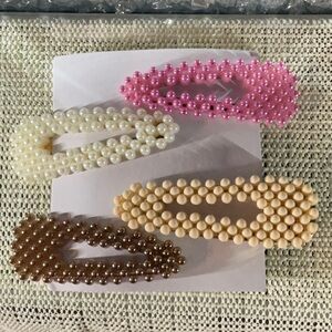 Faux Pearl Hair Clips Set of Four